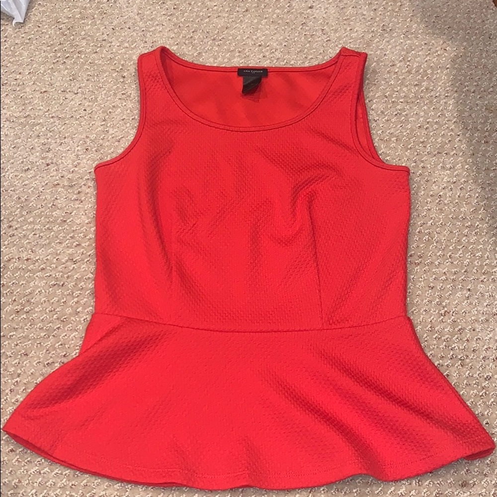 Ann Taylor Red Peplum Top
